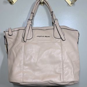 Tan faux leather tote bag